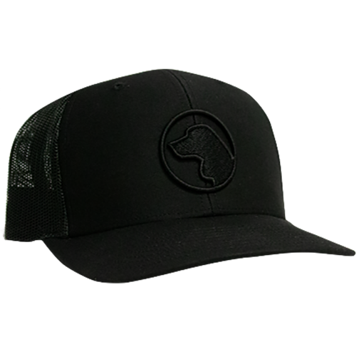 Richardson 112 Black Trucker Hat with Brown Dog Logo